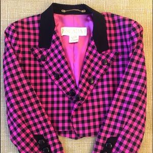 Escada Margaretha Ley Pink/ Black Plaid Blazer